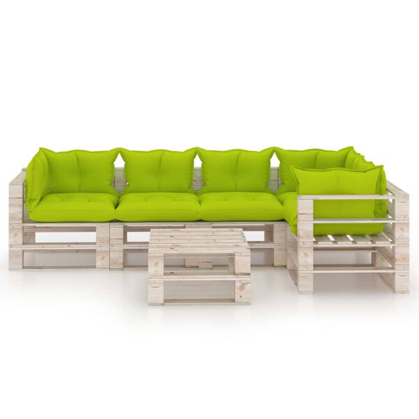 vidaXL Sodo komplektas i&scaron; palečių su pagalvėlėmis, 6 dalių, pu&scaron;is