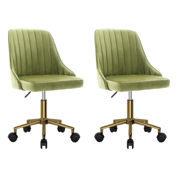 vidaXL Pasukamos valgomojo kėdės, 2vnt., &scaron;viesiai žalios, aksomas