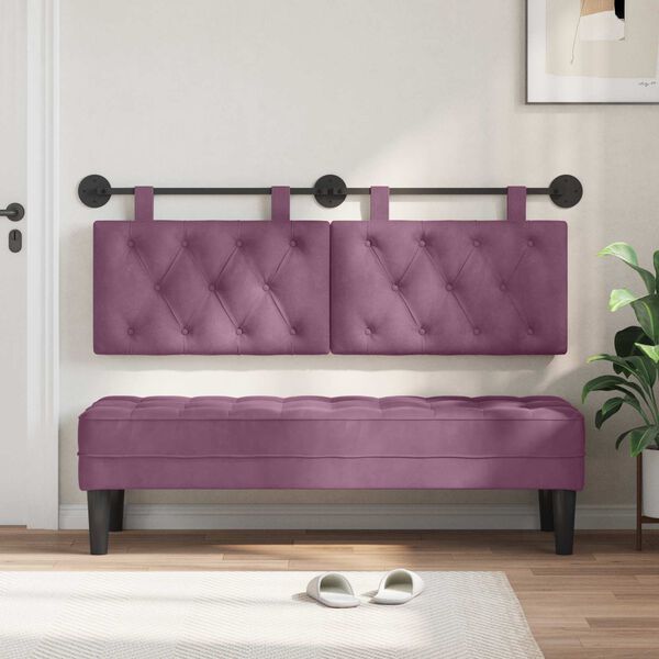 vidaXL Kabantysis galvūgalis Violetinė 130 x 55 x 7 cm Aksomas