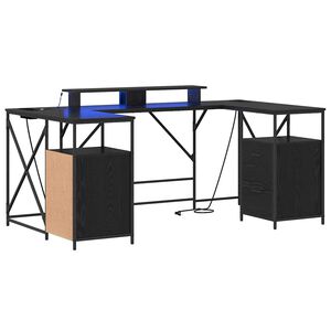 vidaXL Stalas Juodas ąžuolas Apdirbta mediena 182 x 101 x 87,5 cm
