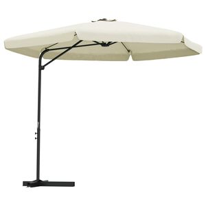 vidaXL Lauko skėtis nuo saulės su plieniniu stulpu, smėlio, 300cm