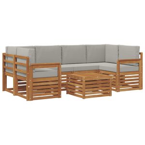 vidaXL Lauko sofos komplektas 7 pcs Natūrali ir &scaron;viesiai pilka