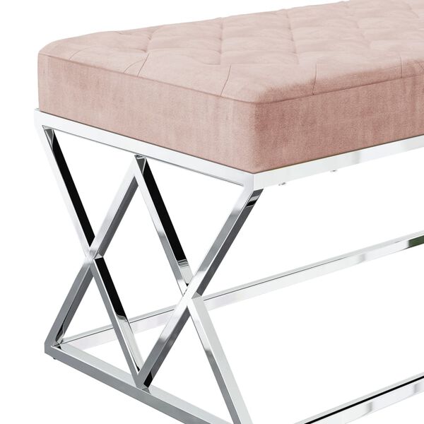 vidaXL Suoliukas, rožinės spalvos, aksomas ir nerūdijantis plienas