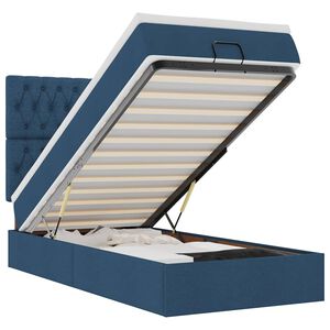 vidaXL Osmanų lova su čiužiniu ir LED lemputėmis Mėlynas 100x200 cm