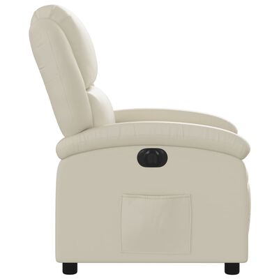 vidaXL Elektrinis atlošiamas krėslas, kreminės spalvos, dirbtinė oda
