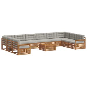 vidaXL Sofų komplektai su pagalve 11 pcs Natūrali ir &scaron;viesiai pilka