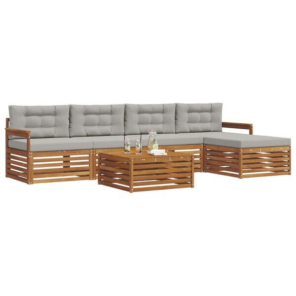 vidaXL Lauko sofos komplektas 6 pcs Natūrali ir &scaron;viesiai pilka