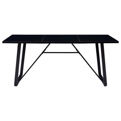 vidaXL Valgomojo stalas, juodas, 200x100x75cm, grūdintas stiklas