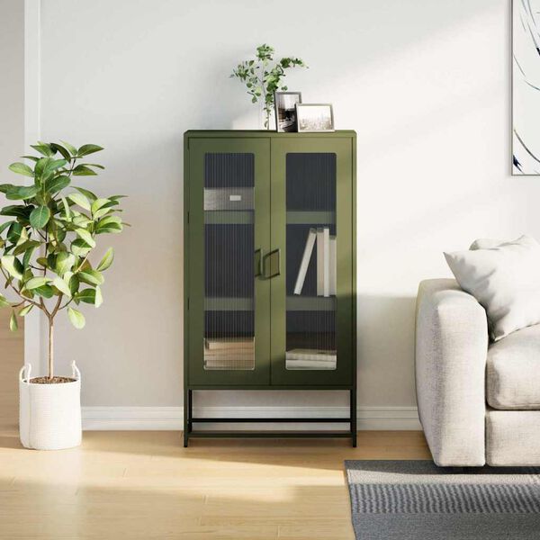 vidaXL Highboard Olive Green 68x39x123 cm Plienas