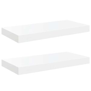 vidaXL Pakabinamos sieninės lentynos, 2vnt., baltos, 50x23,5x3,8cm, MDF