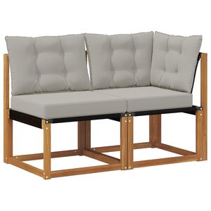 vidaXL Lauko vidurinė ir kampinė sofa su pagalve 2 Vienetas Natūrali