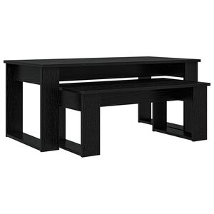 vidaXL Kavos staliuko komplektas 2 pcs Juodas ąžuolas Apdirbta mediena