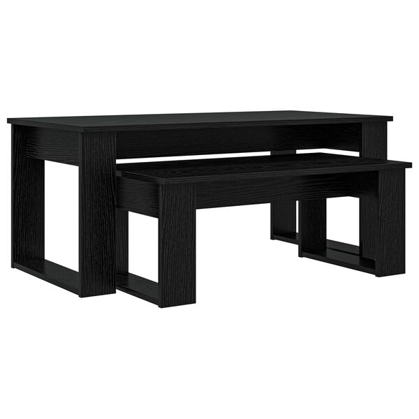 vidaXL Kavos staliuko komplektas 2 pcs Juodas ąžuolas Apdirbta mediena