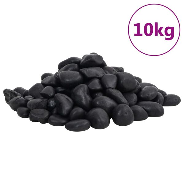 vidaXL Poliruoti akmenukai, juodos spalvos, 10kg, 2&ndash;5cm
