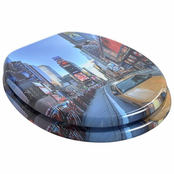 vidaXL Tualeto sėdynė Įvairiaspalvis 44 x 38 cm MDF plok&scaron;tė