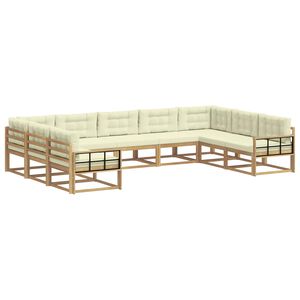 vidaXL Lauko sofos komplektas su pagalve 9 pcs Balta ir kreminė