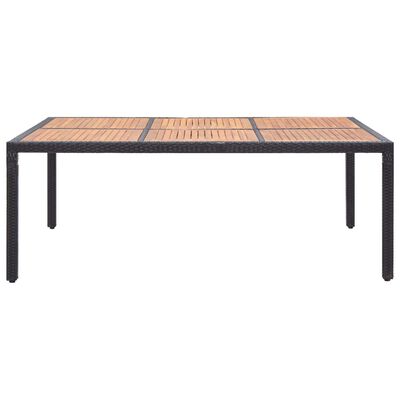 vidaXL Sodo stalas, juodas, 200x150x74cm, poliratanas ir akacija