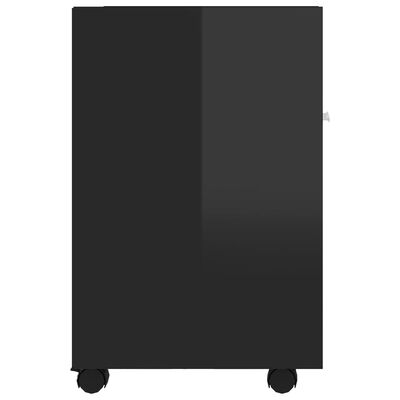 vidaXL Šoninė spintelė su ratukais, juoda, 33x38x60cm, MDP, blizgi