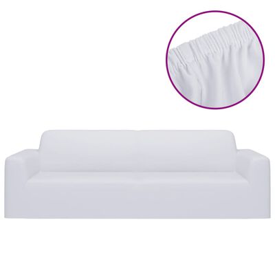vidaXL Trivietės sofos užvalkalas, baltas, džersio poliesteris