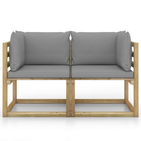 vidaXL Kampinės sofos dalys su pagalvėlėmis, 2vnt., impregnuota pu&scaron;is