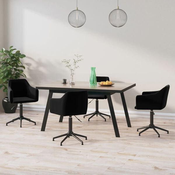 vidaXL Pasukamos valgomojo kėdės, 4vnt., juodos spalvos, aksomas