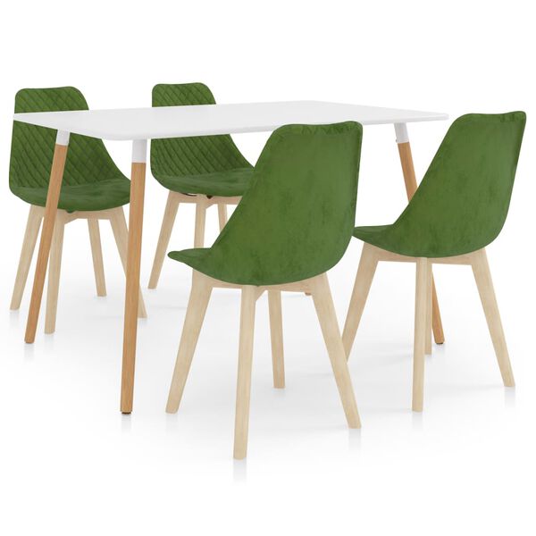 vidaXL Valgomojo baldų komplektas, 5 dalių, žalias (287242+289157)