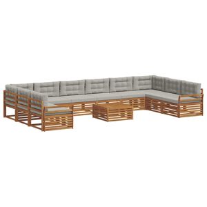 vidaXL Sofų komplektai su pagalve 11 pcs Natūrali ir &scaron;viesiai pilka