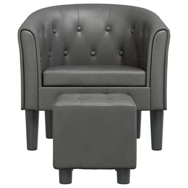 vidaXL Krėslas su pakoja, pilkos spalvos, dirbtinė oda