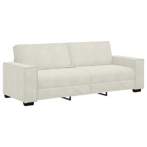 vidaXL Trivietė sofa, kreminės spalvos, 220x78x84 cm, aksomas