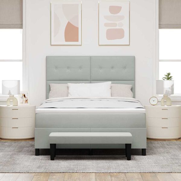 vidaXL Kiemas lova su čiužiniu &Scaron;viesiai pilka 160 x 200 cm Aksomas