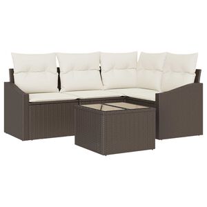 vidaXL Sodo Sofų Rinkinys 5 pcs Ruda ir grietinėlė poliratanas