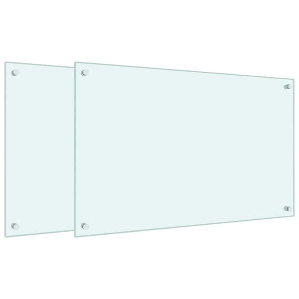 vidaXL Virtuvės sienelės, 2vnt., baltos, 80x50cm, grūdintas stiklas