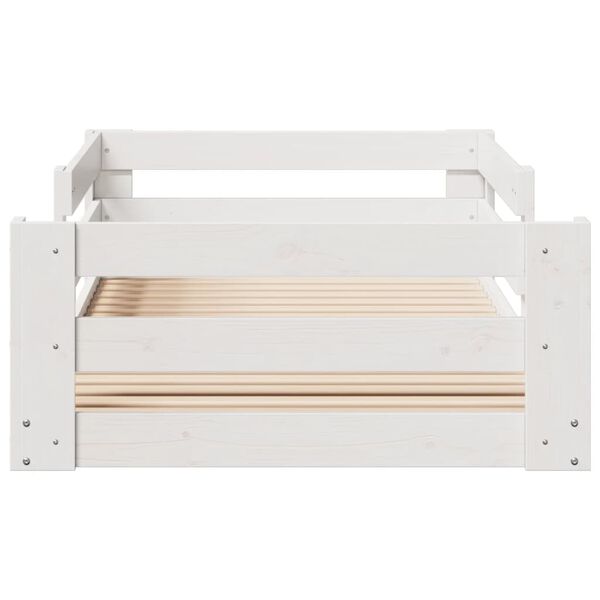 vidaXL Lovos rėmas be čiužinio baltas 80x160 cm medžio masyvo pušis