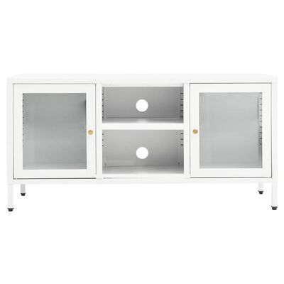 vidaXL Televizoriaus spintelė, balta, 105x35x52cm, plienas ir stiklas