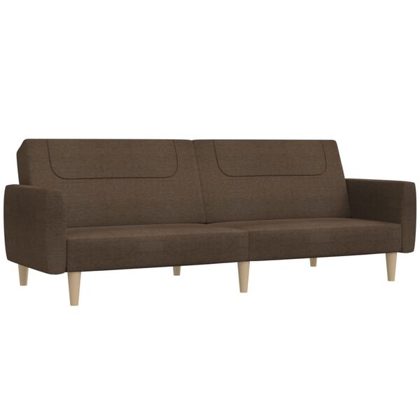vidaXL Dvivietė sofa-lova, rudos spalvos, audinys