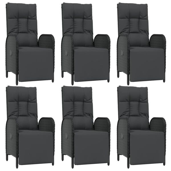 vidaXL Sodo komplektas su pagalvėlėmis, 7 dalių, juodas, poliratanas