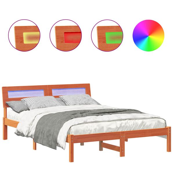 vidaXL Lovos rėmas Va&scaron;ko ruda 120 x 190 cm Kietos pu&scaron;ies mediena