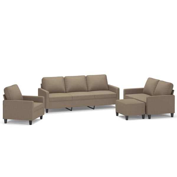 vidaXL Sofos komplektas su pagalvėlėmis, 4 dalių, taupe, audinys