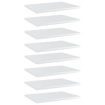 vidaXL Knygų lentynos plokštės, 8vnt., baltos, 40x30x1,5cm, MDP