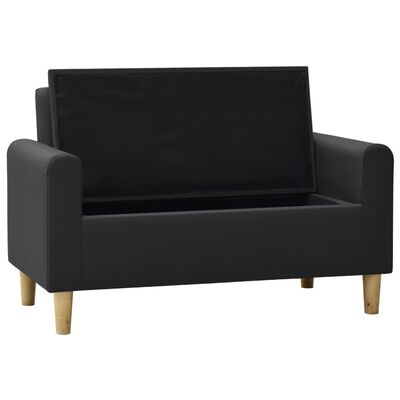 vidaXL Dvivietė vaikiška sofa, juoda, dirbtinė oda