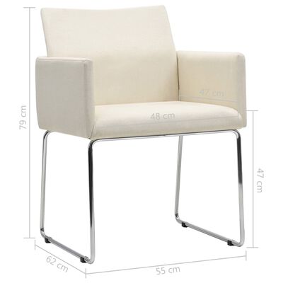 vidaXL Valgomojo kėdės, 6vnt., baltos, audinys