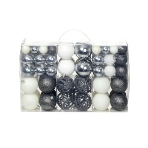 vidaXL Eglutės žaisliukų rinkinys 100vnt 3/4/6cm baltos/pilkos spalvos