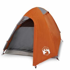 vidaXL Stovyklavimo palapinė, pilka ir oranžinė, dvivietė, kupolinė