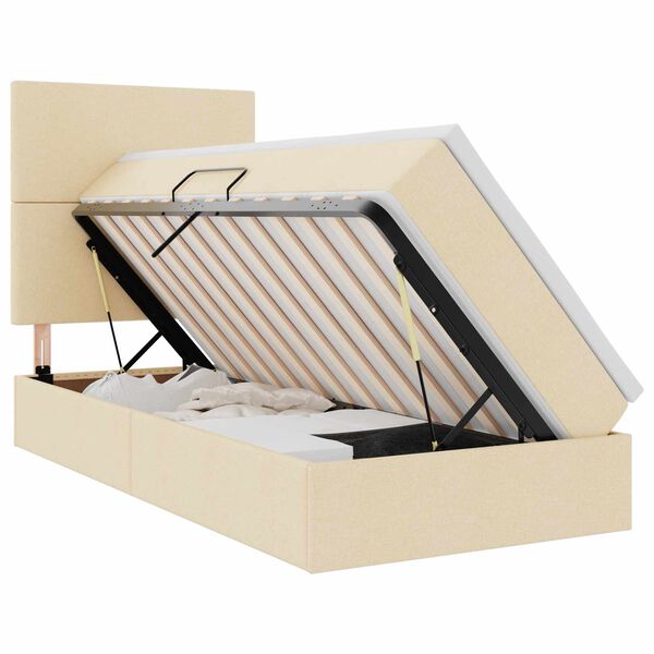 vidaXL Lova su daiktų laikymo vieta ir čiužiniu Kremas 90 x 190 cm