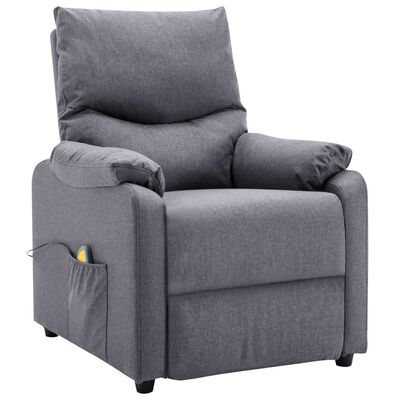vidaXL Atlošiamas masažinis TV krėslas, šviesiai pilkas, audinys