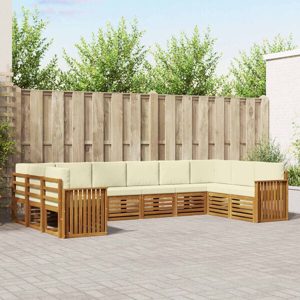 vidaXL Sekcijos sofų komplektas 10 pcs Natūralus ir grietinėlė