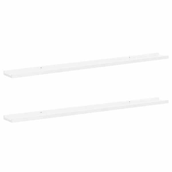 vidaXL Sieninės lentynos, 2vnt., baltos spalvos, 115x9x3cm, blizgios