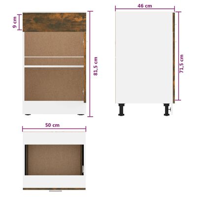 vidaXL Apatinė spintelė su stalčiumi, ąžuolo, 50x46x81,5cm, mediena