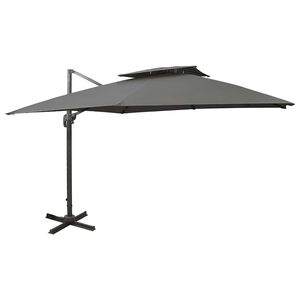 vidaXL Gembinis skėtis su dvigubu vir&scaron;umi, antracito, 300x300cm