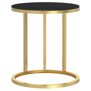 vidaXL &Scaron;oninis staliukas, auksinis/juodas, 45cm, grūdintas stiklas